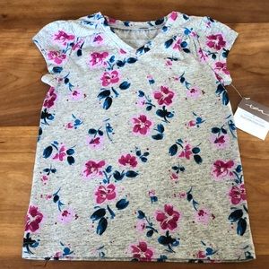 Tea Collection Girls Grey Floral Top Size Small 4-5 NWT